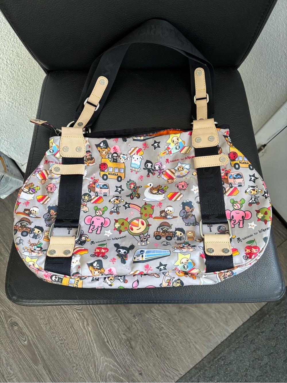 LeSportsac Tokidoki Printed Shoulder Bag with Bright Orange Interior - Picture 6 of 7
